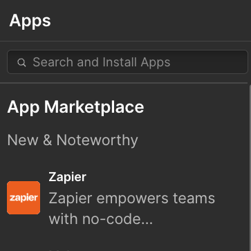Webflow's App selector let's you install apps from the marketplace from the design page.